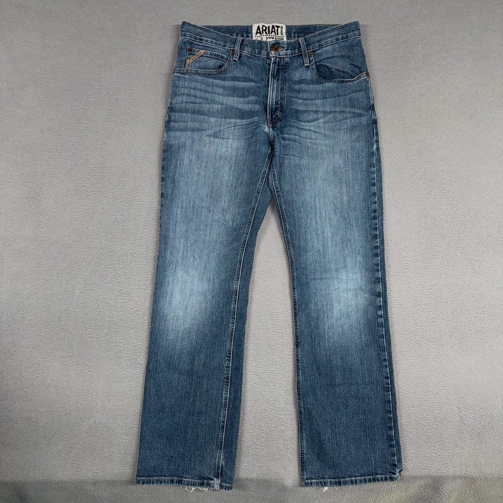 Ariat Jeans Mens 34x34 Blue M4 Low Rise Boot Distressed Denim Cotton Western